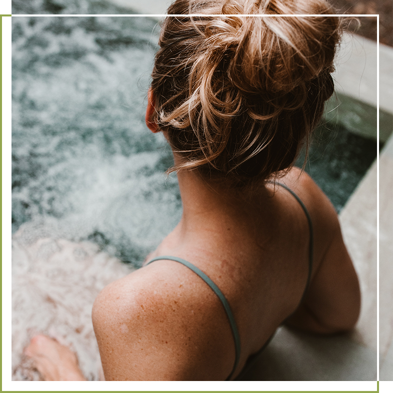 photo of a woman in a hottub